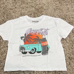 Coca Cola White Tee with Retro Car Graphic